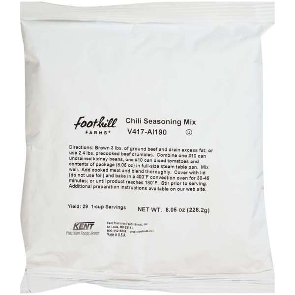 Foothill Farms Reduced Sodium Add Water Chili Seasoning Mix 8.05 oz. Packet, PK6 V417-AI190